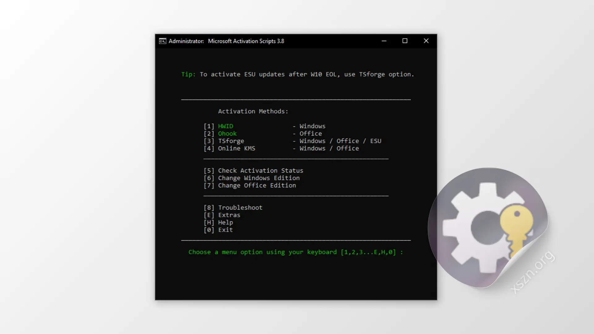 “Microsoft Activation Scripts”屏幕截图