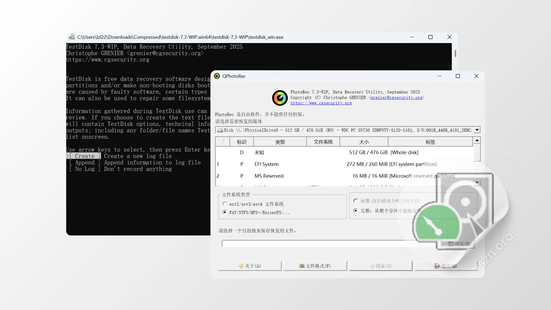 “TestDisk”屏幕截图